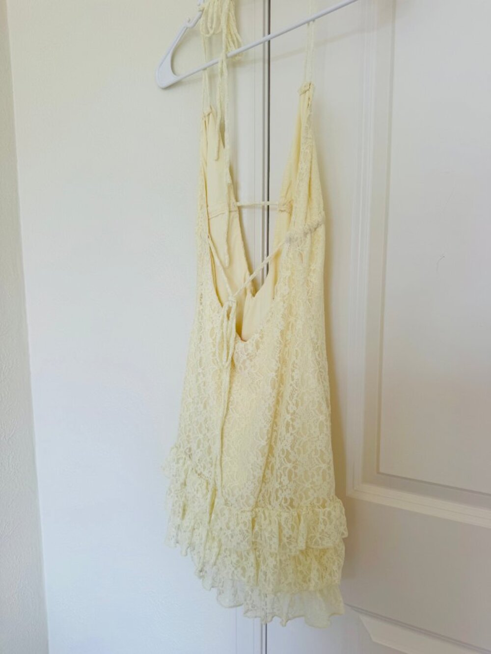 Butter Yellow Lace Mini Dress - Picture 2 of 4
